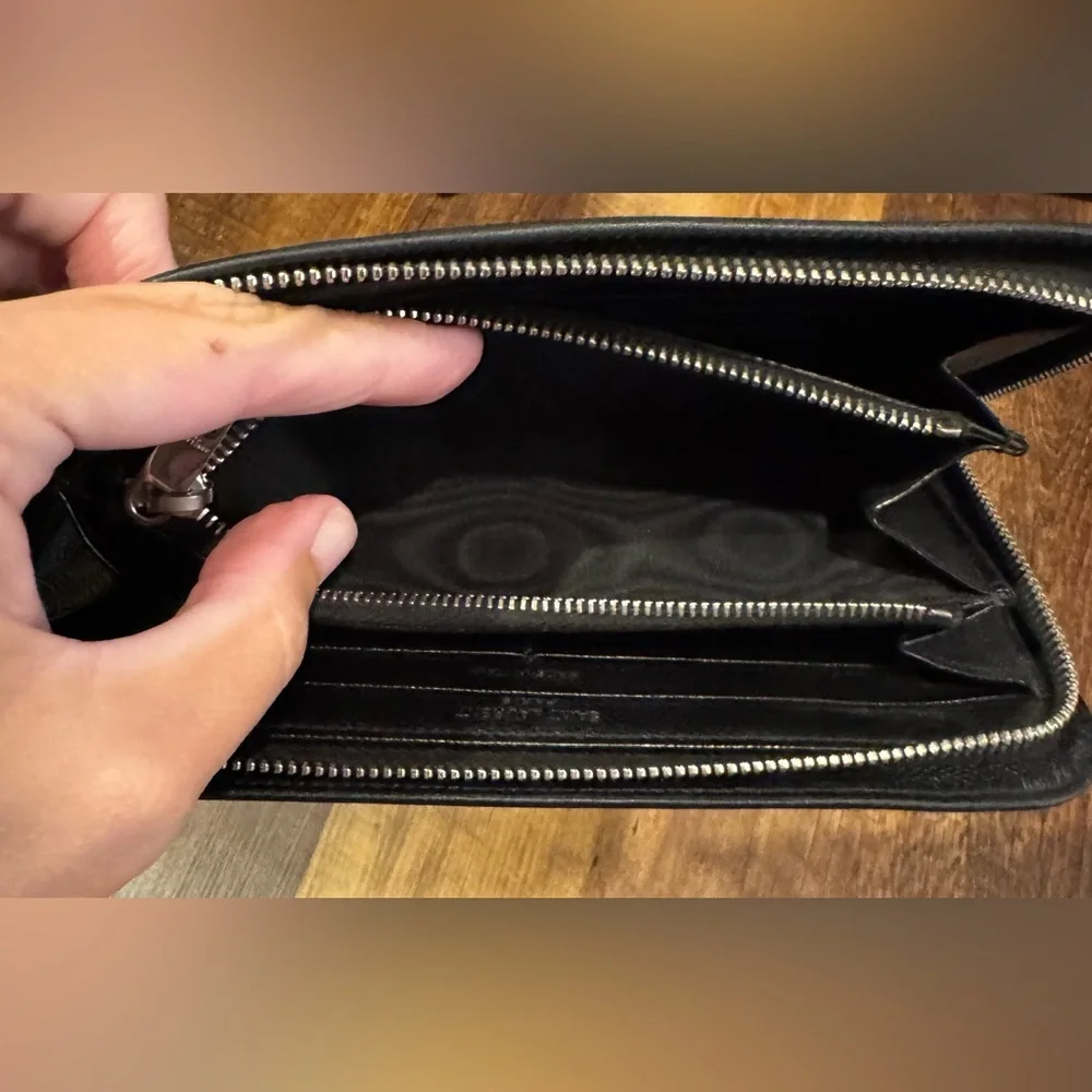 Saint Laurent Black Pebbled Leather Long Zippy Wallet - Full Inclusion - Picture 13 of 14